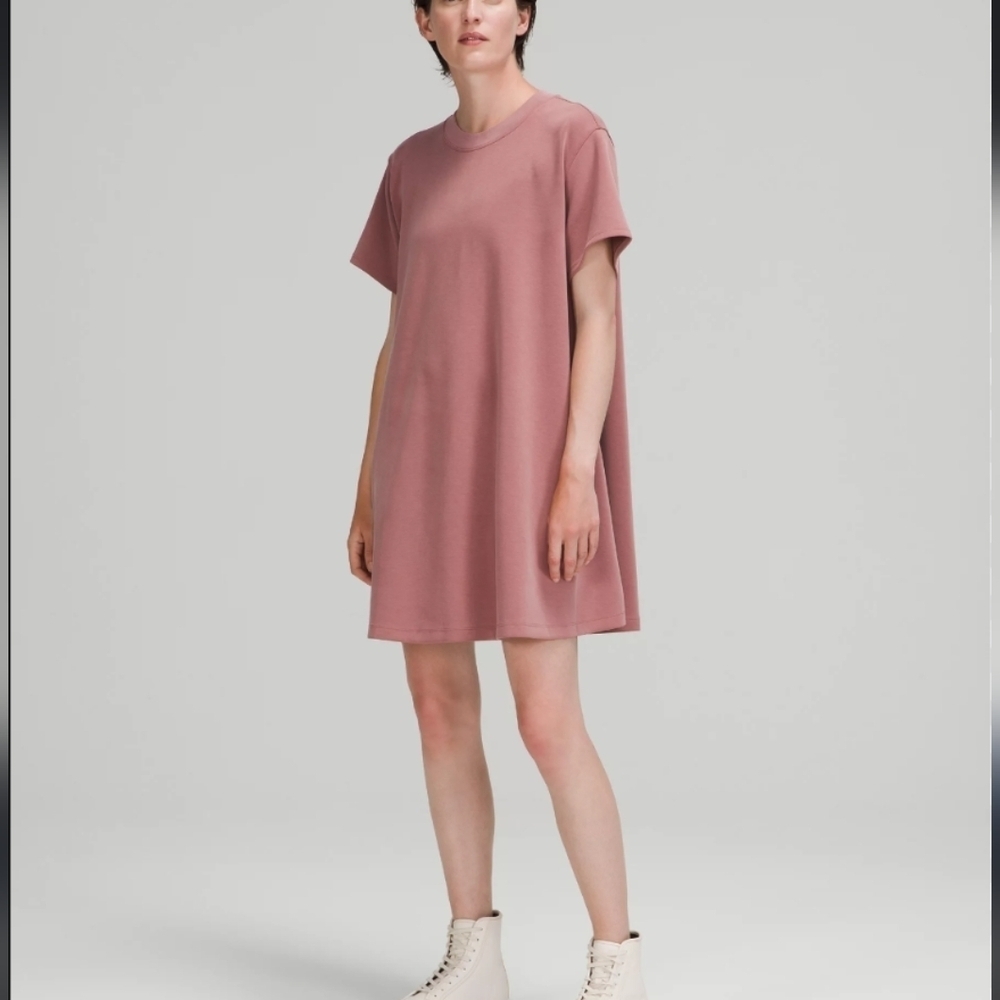 Lululemon All Yours Softstreme T-Shirt Dress spiced chai dust pink Medim t13
